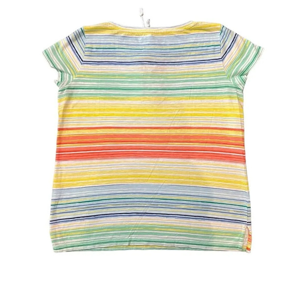 Talbots Multi-Colored Rainbow Striped Short Sleeve Shirt - Picture 4 of 4